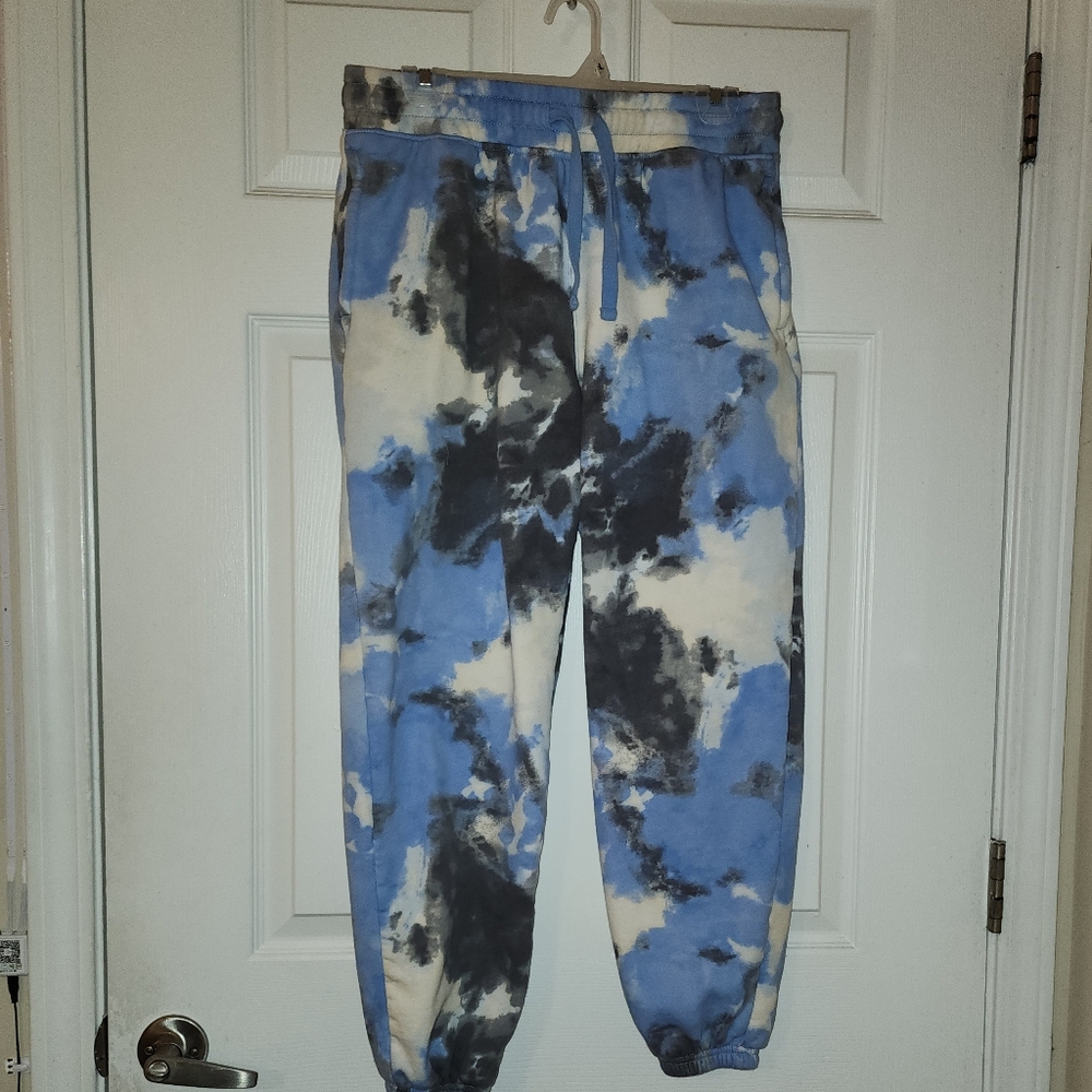 Blue and Black Tie-Dye Joggers